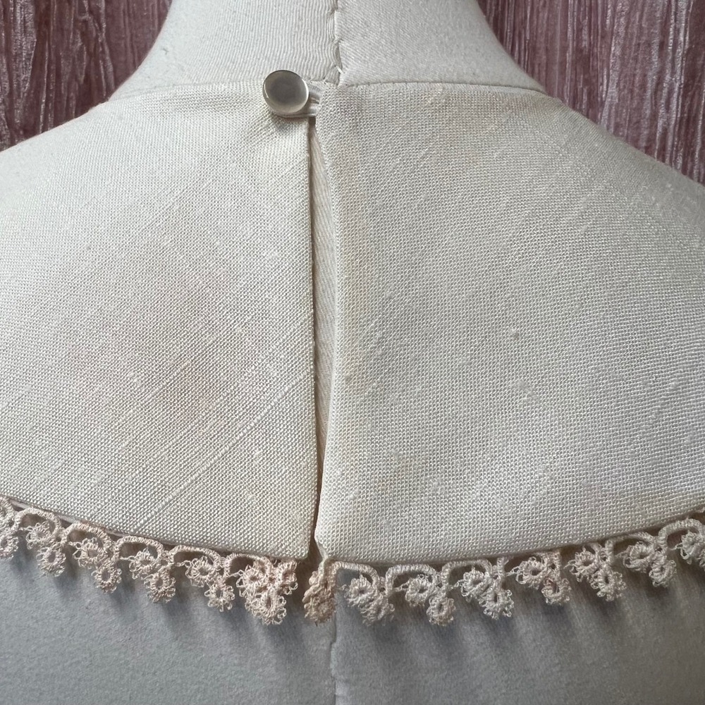 Vintage Cream Linen Lace Detachable Bib Collar Victorian Edwardian Style OS - Picture 7 of 8